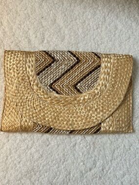 Vintage Woven Rattan Straw Clutch Bag Purse